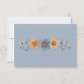 Blauwe en Oranje Bloem Save the Date Kaarten (Achterkant)