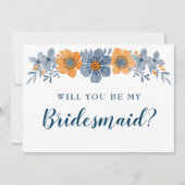 Blauwe en Oranje bloemen, jij wordt mijn bruidsmei Kaart (Voorkant)