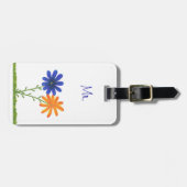 Blauwe en Oranje bloemen Mr Bagagelabels (Voorkant horizontaal)