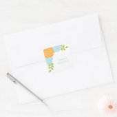 Blauwe en Oranje Bloemen Stickers (Envelop)