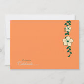 Blauwe en Oranje bloemwijnstokken — trouwuitnodigi Kaart (Achterkant)