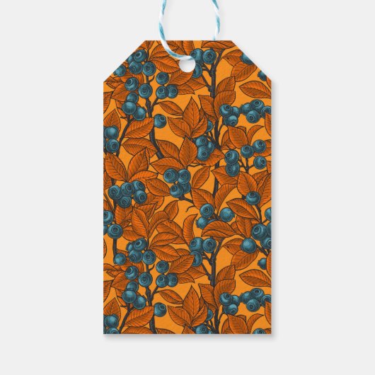 Blauwe en oranje bosbessen cadeaulabel (Achterkant)