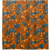 Blauwe en oranje bosbessen douchegordijn (Voorkant)