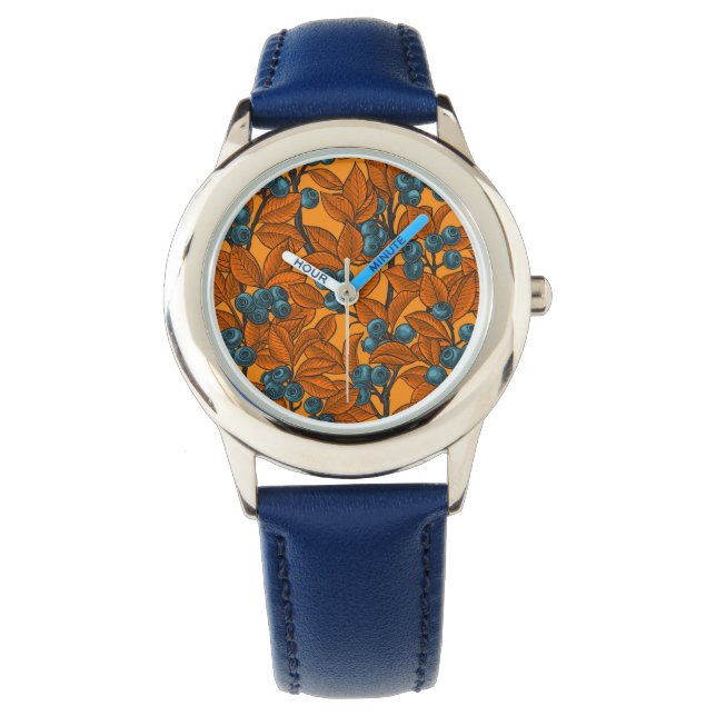 Blauwe en oranje bosbessen horloge (Voorkant)