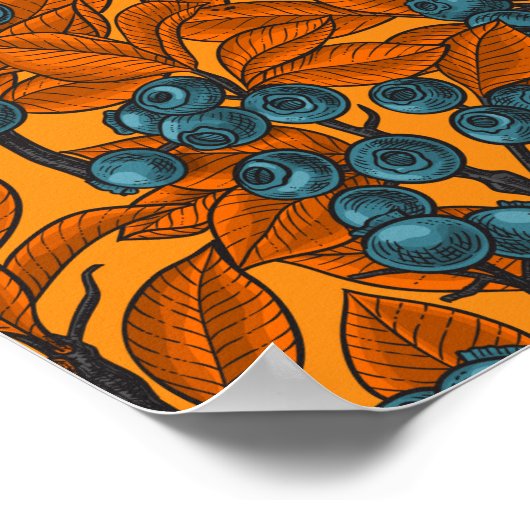 Blauwe en oranje bosbessen poster (Hoek)