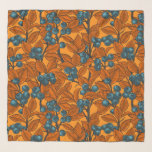 Blauwe en oranje bosbessen sjaal<br><div class="desc">Handgetrokken patroon met vertakkingen van bosbessen</div>