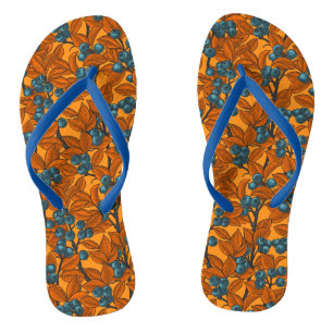 Blauwe en oranje bosbessen teenslippers