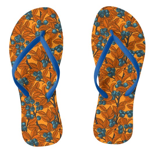 Blauwe en oranje bosbessen teenslippers (Voetbed)