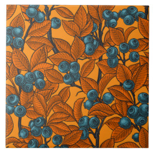 Blauwe en oranje bosbessen tegeltje