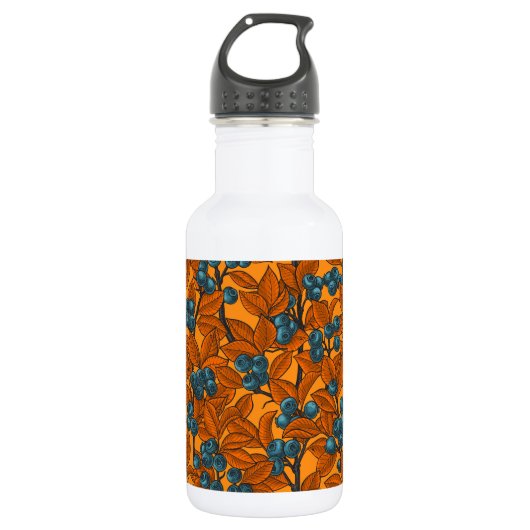 Blauwe en oranje bosbessen waterfles (Voorkant)