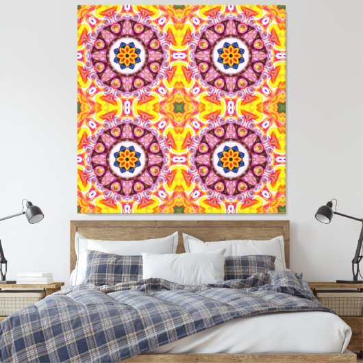 Blauwe en Oranje brandtrap Canvas Afdruk (Insitu (Slaapkamer))