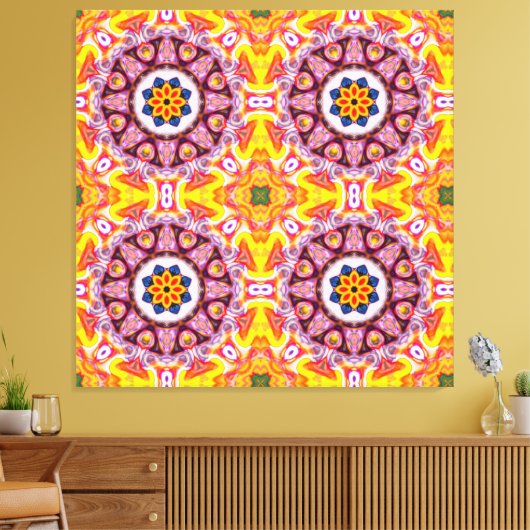 Blauwe en Oranje brandtrap Canvas Afdruk (Insitu (Woonkamer))