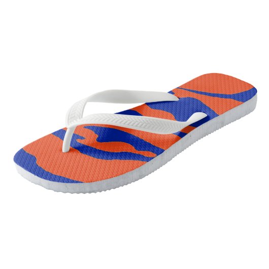 Blauwe en Oranje Camo-Teenslippers Teenslippers (Schuin)