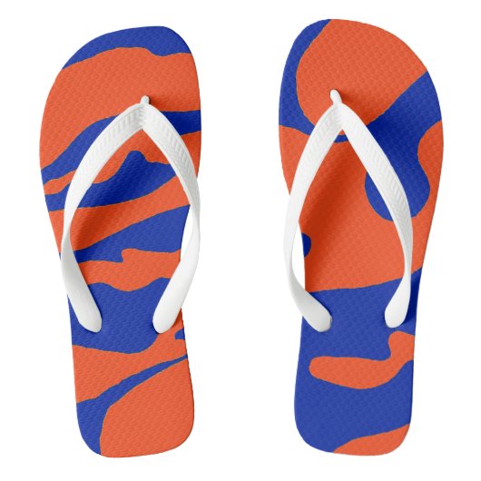 Blauwe en Oranje Camo-Teenslippers Teenslippers (Voetbed)