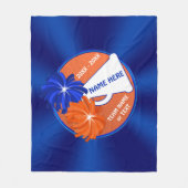 Blauwe en Oranje Cheerleader Throw Blanket Fleece Deken (Voorkant)