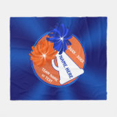 Blauwe en Oranje Cheerleader Throw Blanket Fleece Deken (Voorkant (Horizontaal))