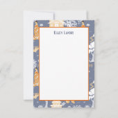 Blauwe en Oranje Chinoiserie Pagodas Bedankkaart (Voorkant)