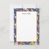 Blauwe en Oranje Chinoiserie Vogels Bedankkaart (Voorkant)