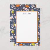 Blauwe en Oranje Chinoiserie Vogels Bedankkaart (Voorkant / Achterkant)