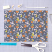 Blauwe en Oranje Chinoiserie Vogels Tissuepapier (Craft)