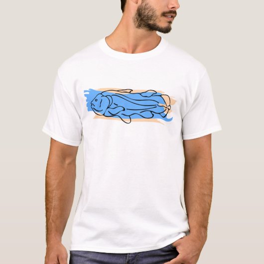 Blauwe en Oranje Coelacanth T-shirt (Voorkant)
