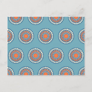 Blauwe en Oranje decoratieve cirkels Briefkaart