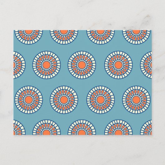 Blauwe en Oranje decoratieve cirkels Briefkaart (Voorkant)