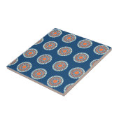Blauwe en Oranje decoratieve cirkels Tegeltje (Zijkant)
