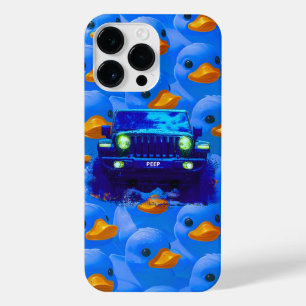 Blauwe en Oranje Eenden met een Blue 4x4 Truck iPhone 14 Pro Max Hoesje