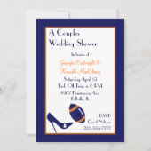 Blauwe en Oranje Footballs bruiloft Kaart (Voorkant)