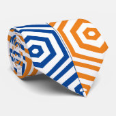 Blauwe en Oranje geometrische zeshoeken Unieke Str Stropdas (Opgerold)