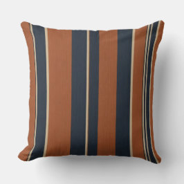 Blauwe en oranje getextureerde strepen kussen