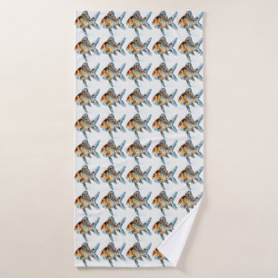 Blauwe en Oranje goudvis Badhanddoek