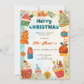 Blauwe en Oranje kerstfeestdag I Kaart (Voorkant)