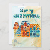 Blauwe en Oranje kerstfeestdag I Kaart (Achterkant)