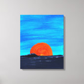Blauwe en Oranje kleuren Eenvoudige Zonsondergange Canvas Afdruk (Voorkant)