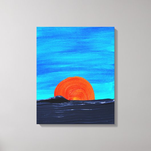 Blauwe en Oranje kleuren Eenvoudige Zonsondergange Canvas Afdruk (Voorkant)