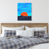 Blauwe en Oranje kleuren Eenvoudige Zonsondergange Canvas Afdruk (Insitu (Slaapkamer))