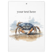blauwe en oranje krab die op het strand loopt klembord (Achterkant)