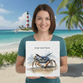 blauwe en oranje krab die op het strand loopt vierkante klok