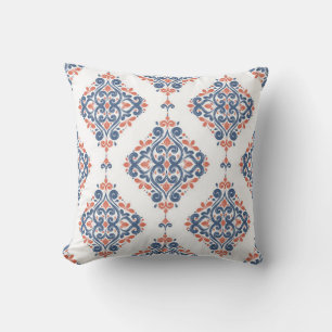 Blauwe en oranje ornamental seamless pattern. Vint Kussen