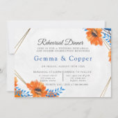 Blauwe en oranje papaver repetitiediner kaart (Voorkant)