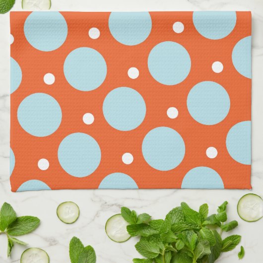 Blauwe en Oranje poka Dots Pattern Gifts Theedoek (Gevouwen)