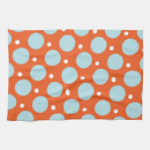Blauwe en Oranje poka Dots Pattern Gifts Theedoek (Horizontaal)