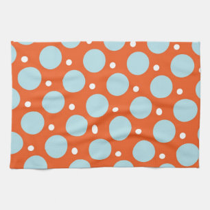 Blauwe en Oranje poka Dots Pattern Gifts Theedoek