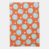 Blauwe en Oranje poka Dots Pattern Gifts Theedoek (Verticaal)