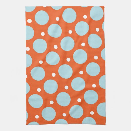 Blauwe en Oranje poka Dots Pattern Gifts Theedoek (Verticaal)
