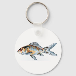 Blauwe en Oranje Shubunkin Goldfish Fine Art Sleutelhanger
