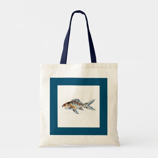Blauwe en Oranje Shubunkin Goldfish Fine Art Tote Bag (Achterkant)