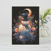 Blauwe en Oranje Sneeuwman Kerst Kaarten (Staand voorkant)